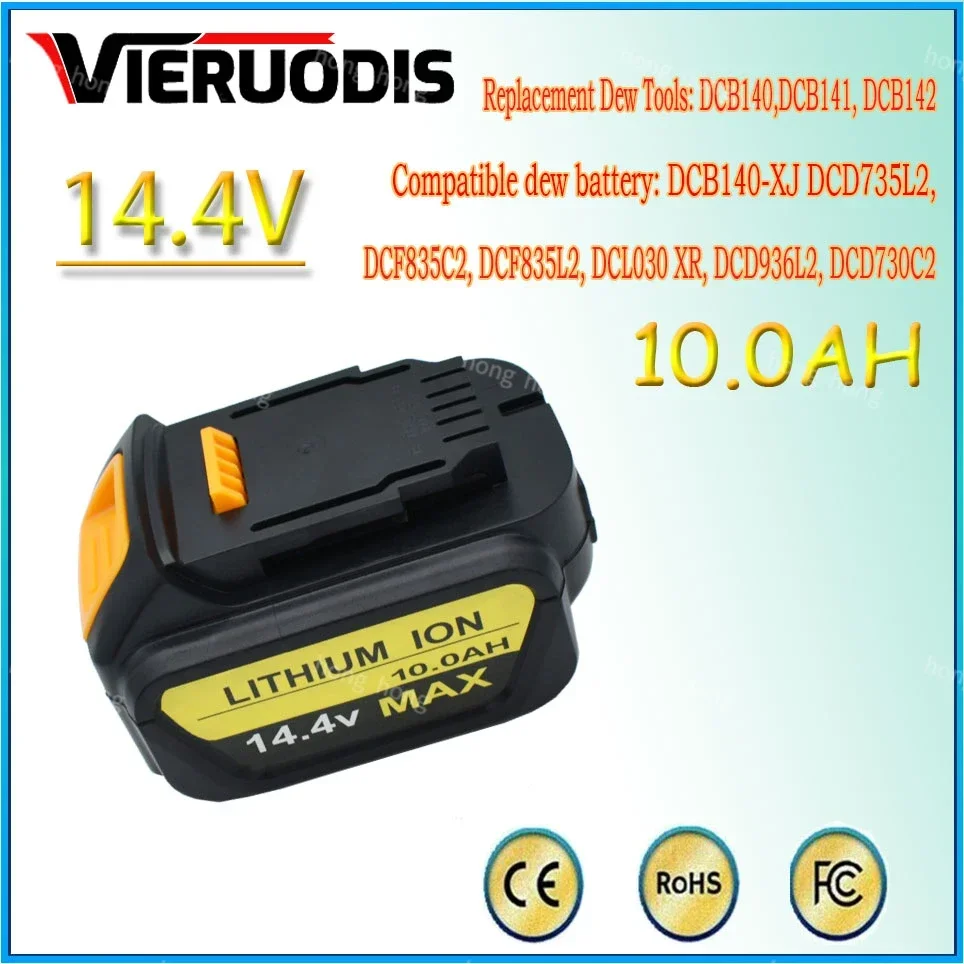 

for Dewalt 14.4V 10.0AH power tools battery DCB140 DCB141 DCB142 DCD735L2 DCF835C2 DCF835L2 DCL030 lithium-ion battery