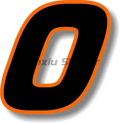 Custom Number Font Black with Orange Border Stickers Truck Racing Car Laptop Moto Helmet Door Book Windows Decals Customizable