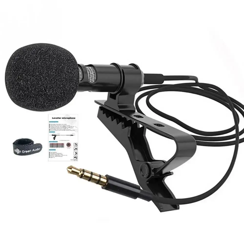 New 3.5mm Lapel Microphone Mini Black Clip on Lapel Mic Wired 360 Degrees Speaker Mic for Mobile Phone/PC Laptop For Recording