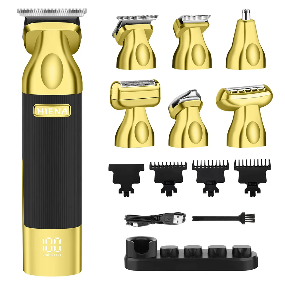 

Профессиональный триммер для бороды и волос на лице для мужчин, электрическая бритва и триммер для усов, перезаряжаемый через USB, с дисплеем, для ухода за телом и бородой