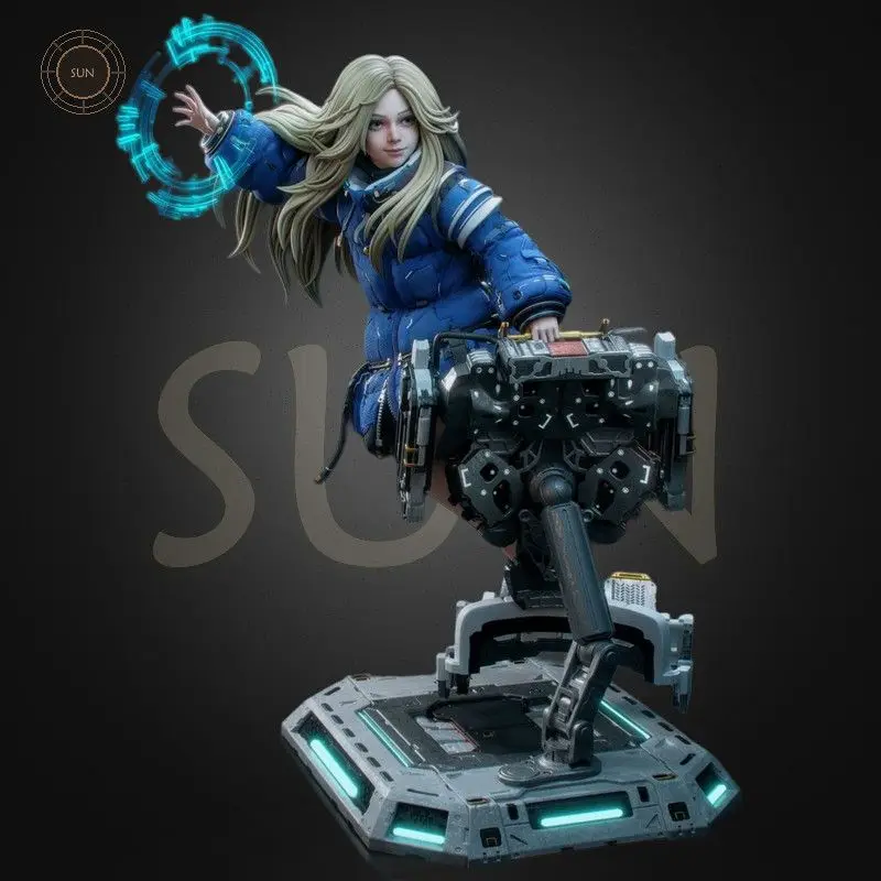 Female Mecha Warrior Unpainted Miniature Models Made of High-precision Printing Resin White Blanks DIY Self-assembly Model