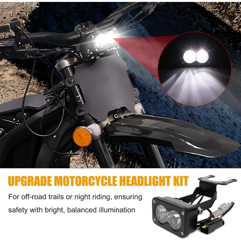 20W 3 Inch Motorcycle Headlight Kit with Adapter Harness Bracket for Talaria Sting R MX4 X3 for Sur-ron Segway X260 Ebike
