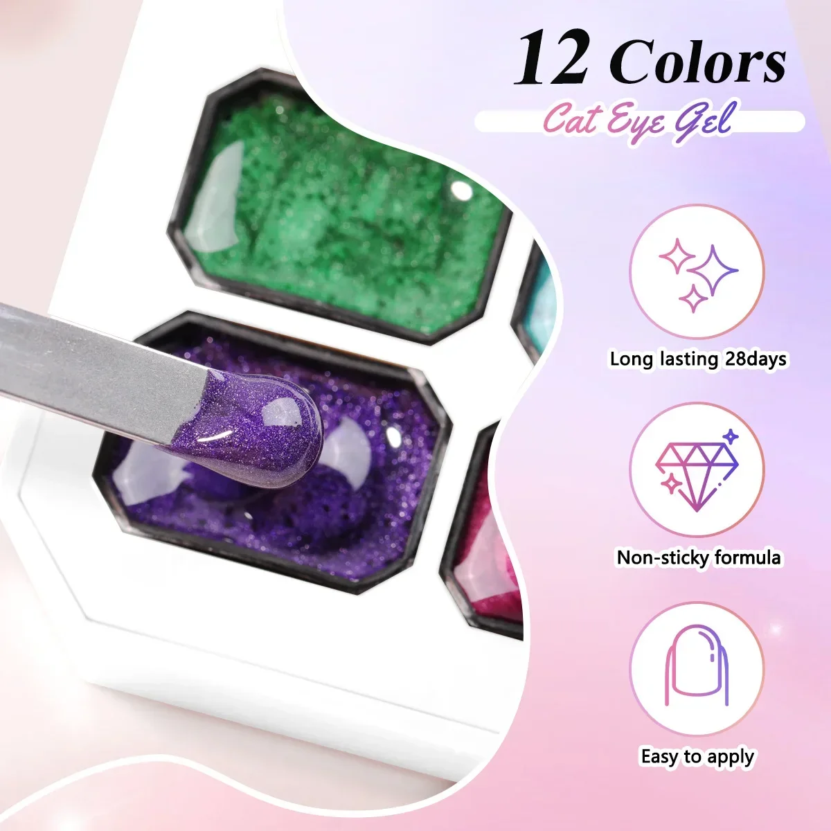 6-color cat's eye glitter porcelain white glass beads water glitter powder can be removed UV gel semi-permanent nail polish