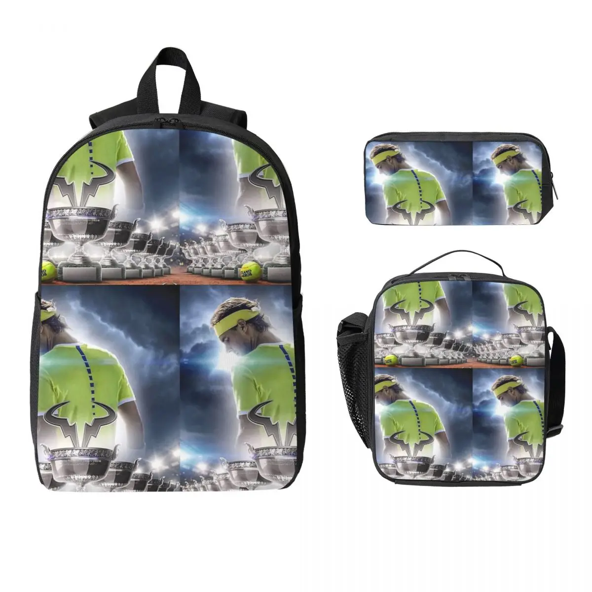 

Art Rafael Nadal Backpack Student Boys Girls BookBag School Bag Laptop Shoulder Bags 3ps Insulated Lunch Bag Pencil Case