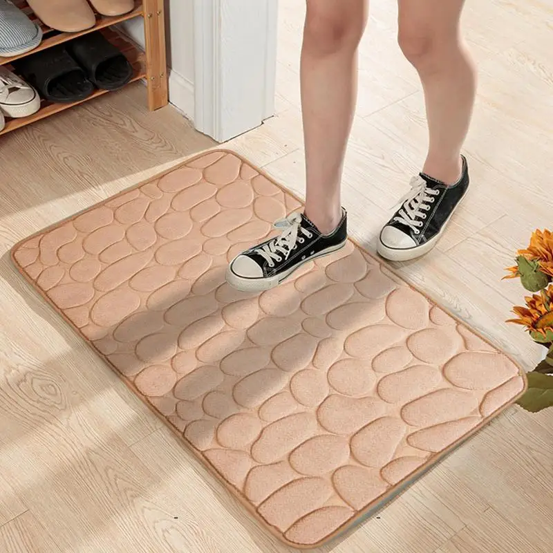 Super Absorbent Bathroom Mat Cobblestone Bath Mat Plush Doormat Rug Comfortable Washable Shower Floor Bathmat Carpet For Shower