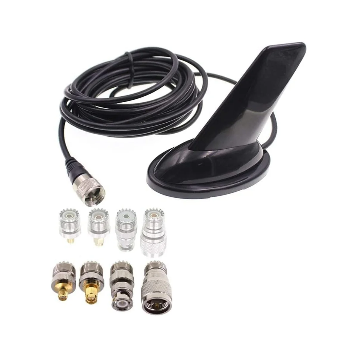 

Dual Band Mobile Radio Antenna Shark Fin Style Antenna 136-174 MHz and 400-470MHz Antenna with 4 Adapters