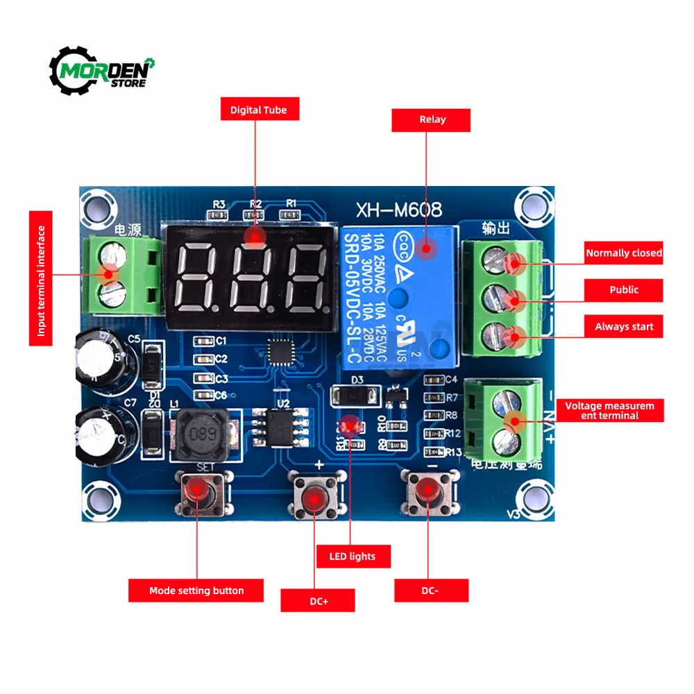 DC6-40V XH-M608 Solar Battery Charging Module Meter Under Voltage Overvoltage Protection For Power Amplification Module Board