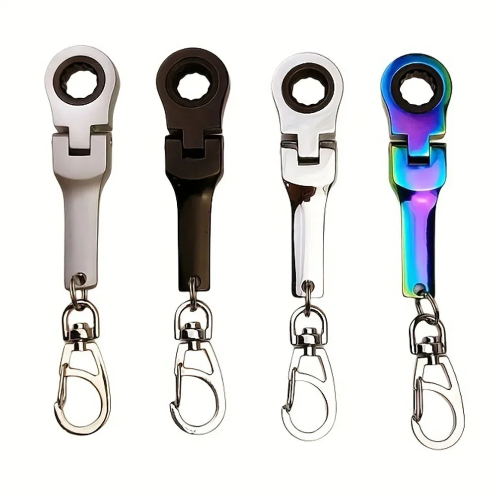 

10mm Ratchet Spanner Portable Wrench 80*25mm With Key Chain 180 Degree Rotatable Ratchet Wrench Adjustable Wrench Keychain