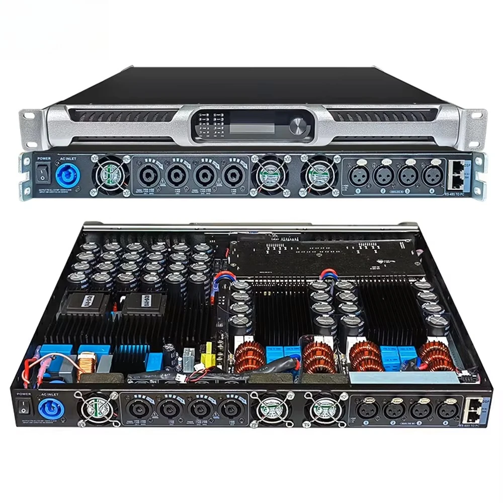 Digital 4-Channel Class D Amplifier with digital   processing (96K Sampling) 1600W Variable Power Supply PFC SRM Premium