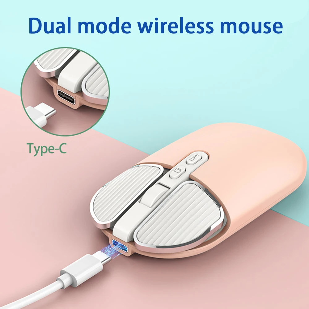 M203 Dual Mode Wireless Mouse Bluetooth 5.1 2.4G Rechargeable Optical Mice 5 Button 2400 DPI Type-C Charging For Laptop PC