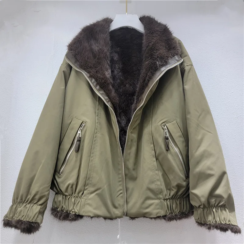 Kurtka robocza Jesień Zima Nowe Parki Damskie Krótkie Płaszcze Kurtki na Zamek Kołnierz Wykładany Gruba Ciepła Y2k Streetwear Elegancka Kurtka