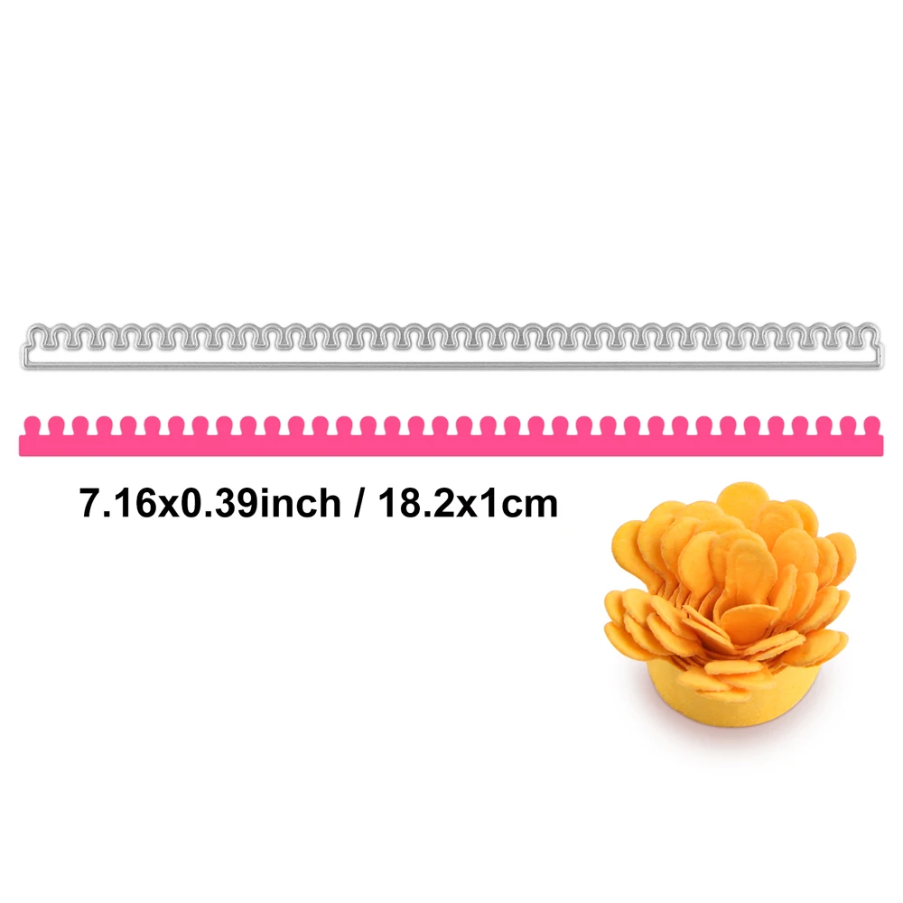 Different 3D Rollded Flowers Collection Metal Cutting Dies Flower Petal Quilling Strips Edge Slimline Die Cut DIY Card Making