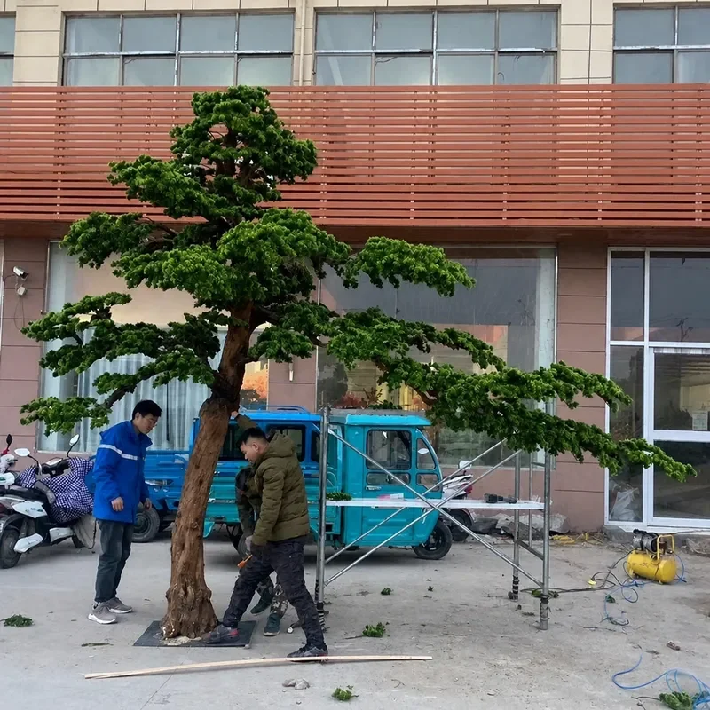 Artificial Podocarpus Bonsai Fake Pine Tree Green Plant for Home Office Mall Interior Decoration Landscape Ornament