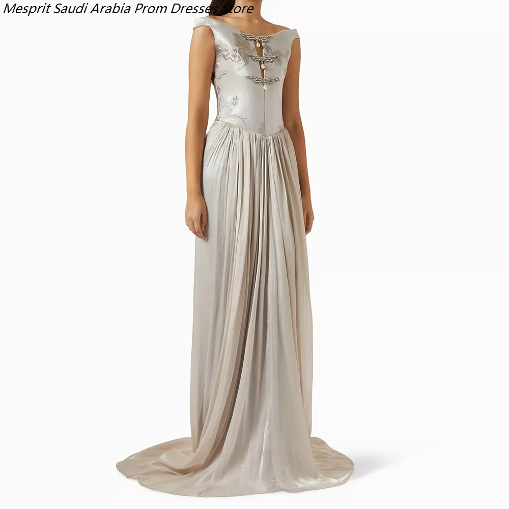 

Women's Mermaid Evening Dresses Floor-length Off The Shoulder Sleeveless Prom Dresses Fashion Flowers Crystal Customized Gowns