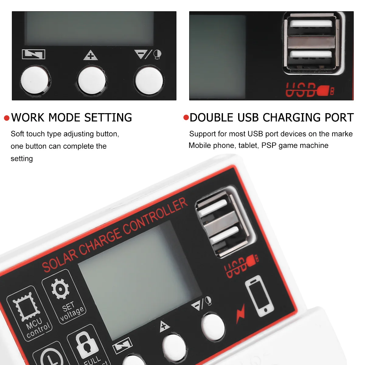 

30A Solar Charge Controller 12V Digital Charging Discharge Regulator for Solar Panel System with Built-in Timer USB
