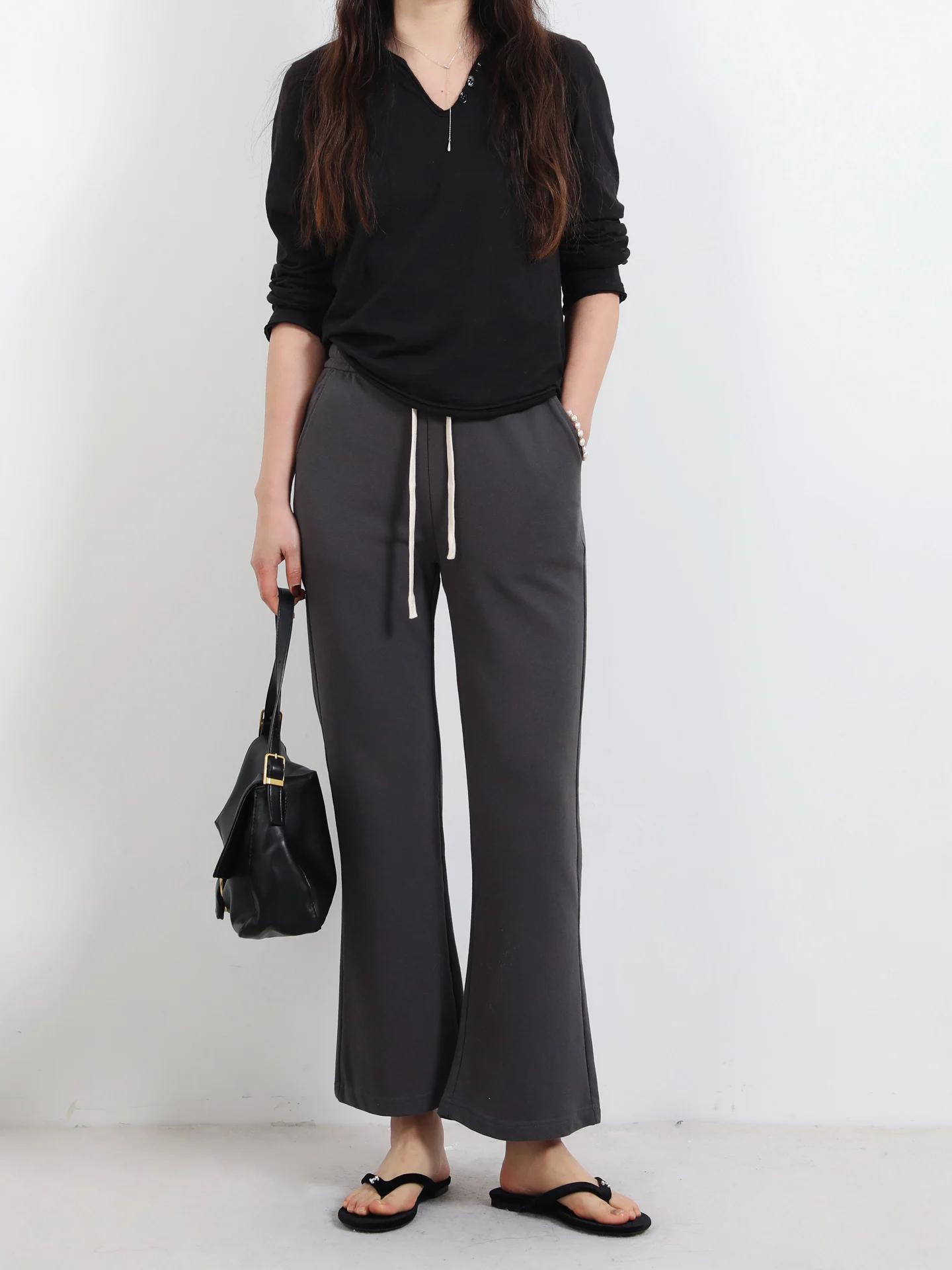 

Повседневные брюки для похудения с эластичным поясом, слегка расклешенные, свободного кроя, женские, хлопковые, весна-лето, с высокой талией, утягивающие живот, универсальные