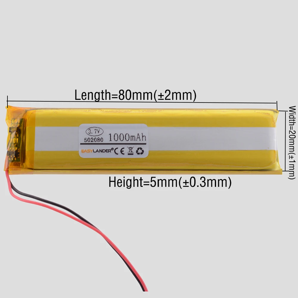402080 502080 602080 702080 902080 802080 3.7V 1000mAh Lithium Polymer LiPo Rechargeable Battery