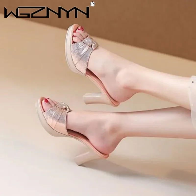 Summer 2024 Woman Shoes High Heels Sexy Block Heel Platform Slippers Women Wedding Shoes Slides Ladies Office Shoes