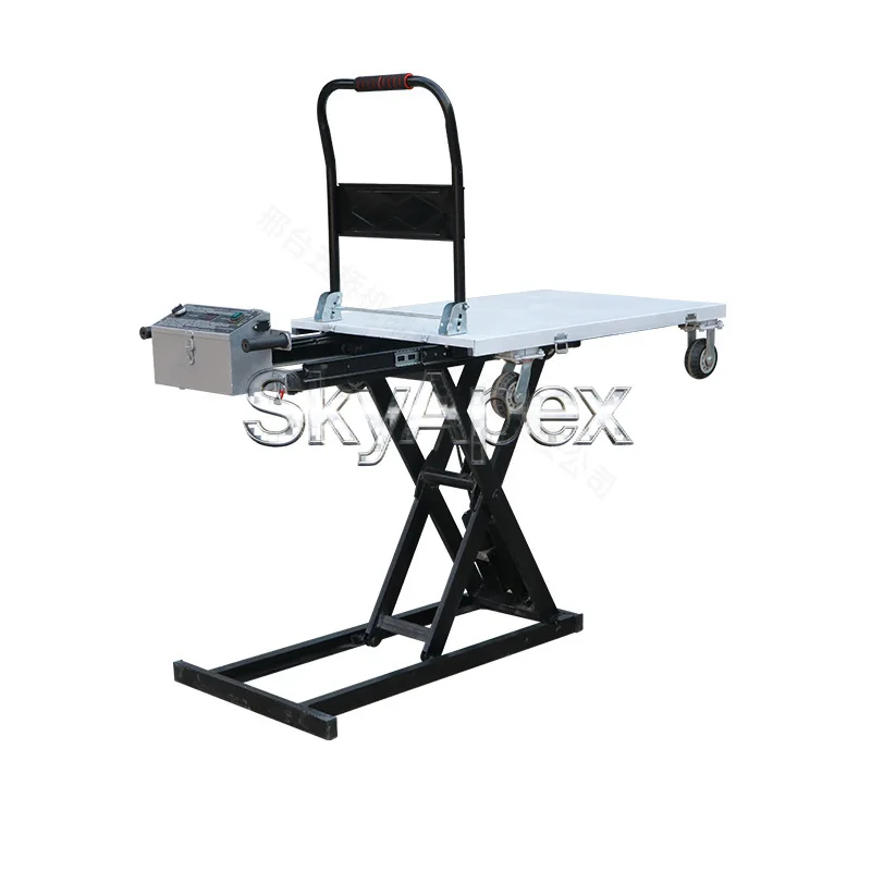 

Electric Hydraulic Lifting Trolley Mobile Flat Platform Lifter Portable Handling Cart Factory Warehouse Cargo Transport Tool