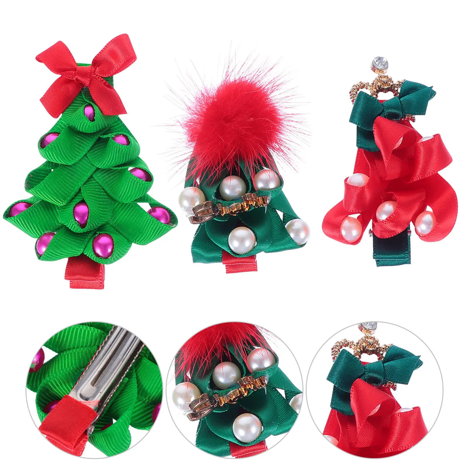 

3Pcs Christmas Hair Clips Festive Red Decorative Barrettes Rustic Charm Hair Accessories for Kids Holiday Party Decor