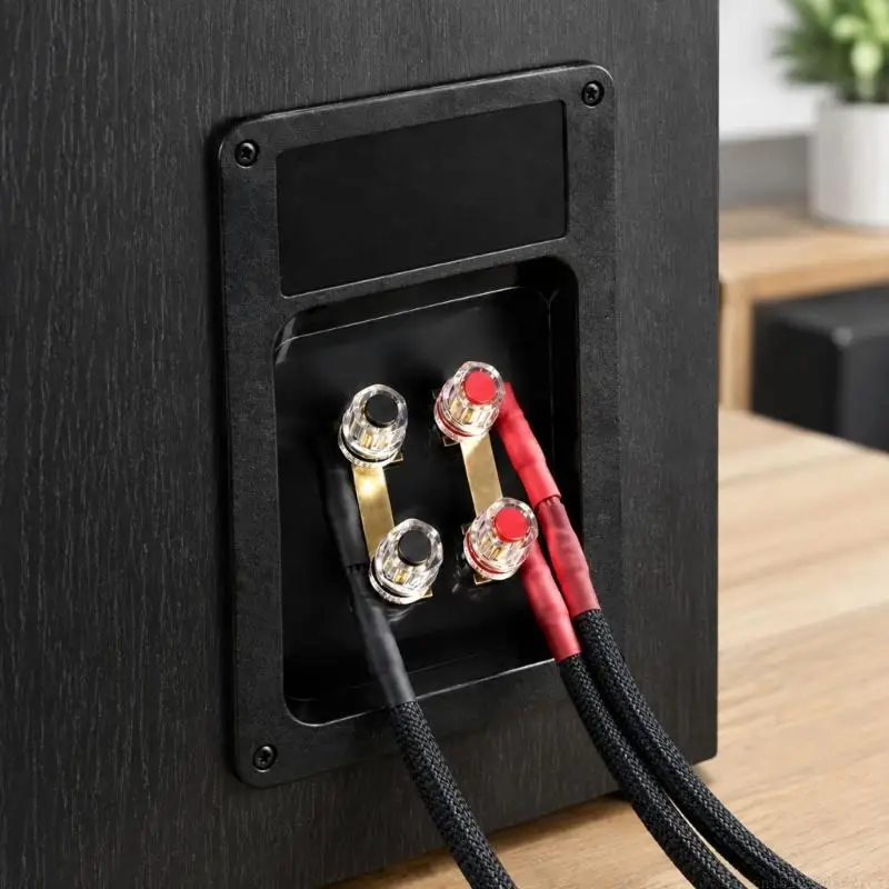 D5BB Speaker Enclosure Input Plate with Red and Black Post Markers