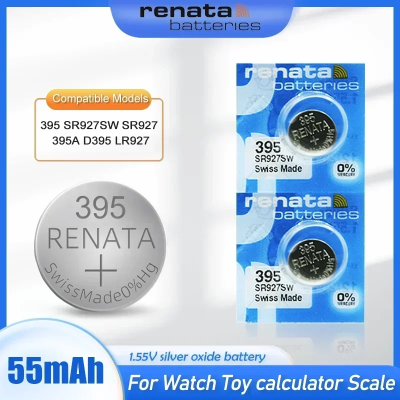 Original Renata 395 SR927SW AG7 LR927 LR57 399 SP395 LR927W 1.55V Silver Oxide Battery For Toy Watch MADE IN Swiss Button Cell