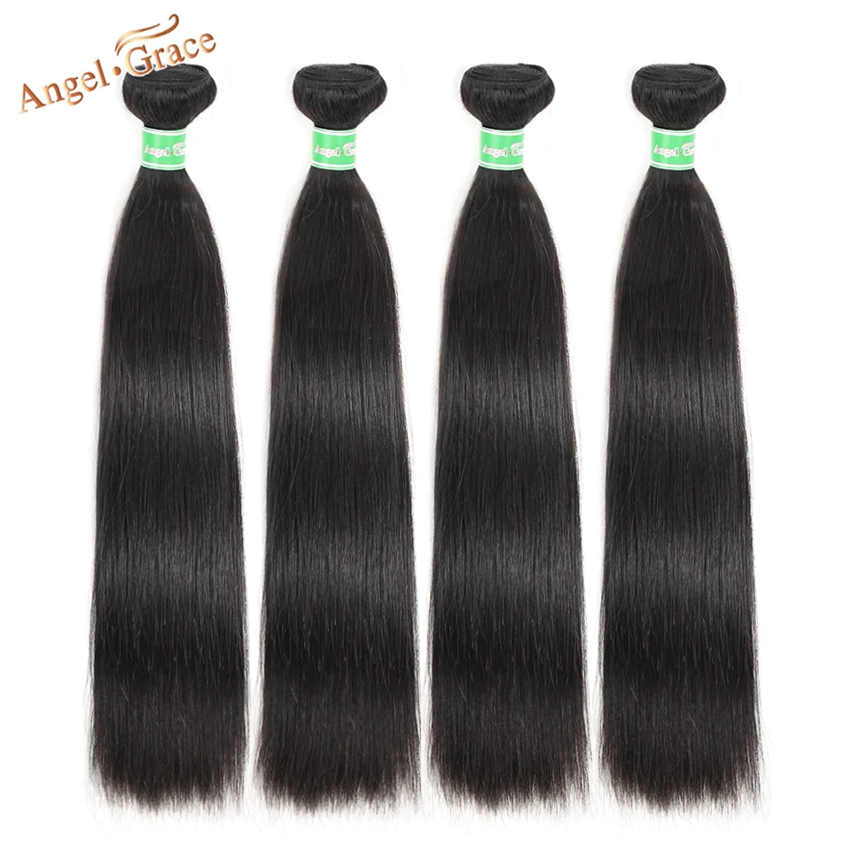 Angel Grace Hair Brazilian Straight Human Hair 4 Bundles Deals 100% Remy Human Hair Weave Bundles Extensions 100g/pc Free Ship