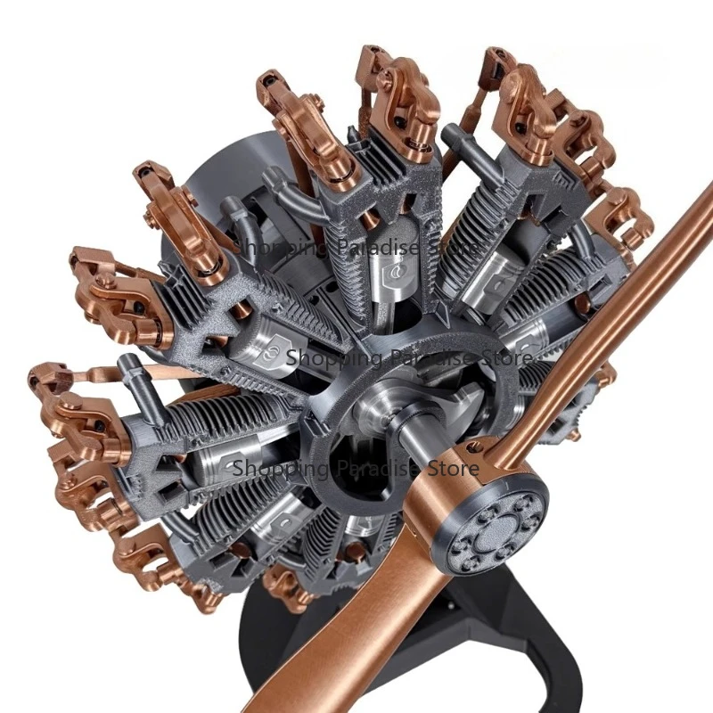 NK0917 Exquisite Six Star Nine Cylinder Electric Engine Model Anatomical Mechanical Toy for Educational And Collectible Purposes