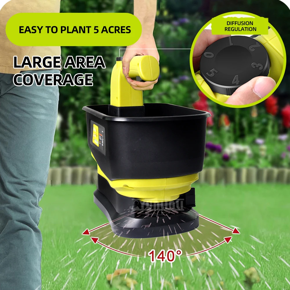 Ручной автоматический сельскохозяйственный сеялка, удобрение, машина для подачи семян травы, беспроводной разбрасыватель