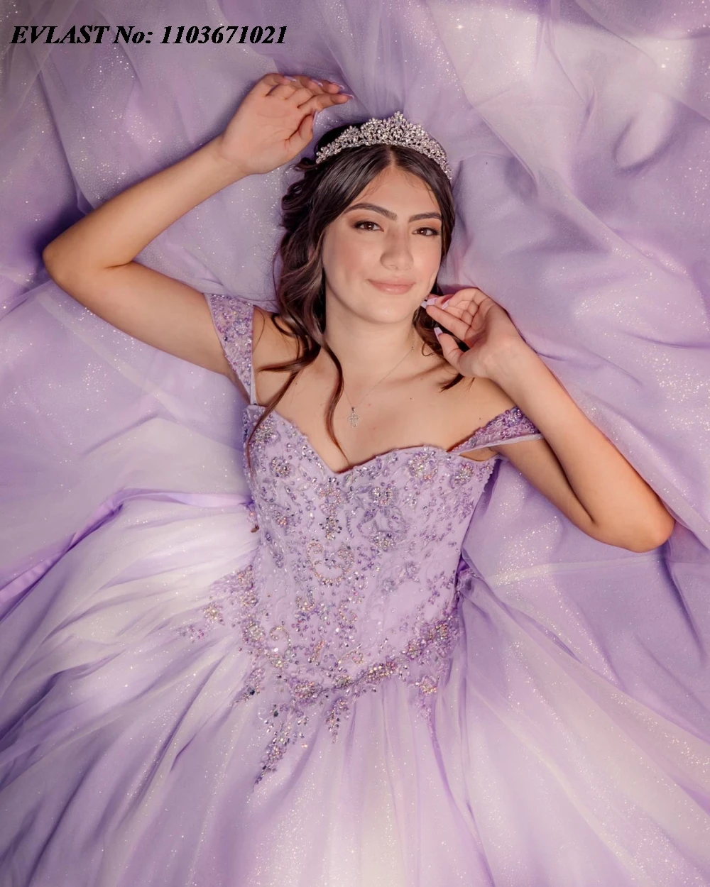 فستان Quinceanera مخصص من EVLAST فستان حفلة مزين بالخرز كريستال المكسيك مشد حلو 16 فيستدوس دي 15 أنوس SQ600