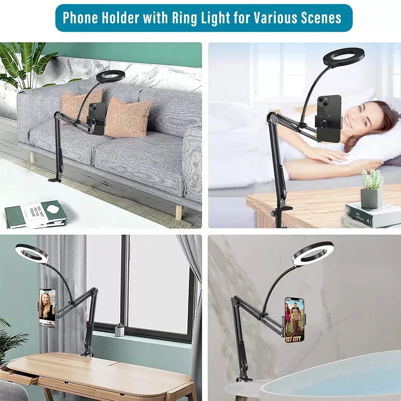 Adjustable Overhead Phone Mount with Ring Light