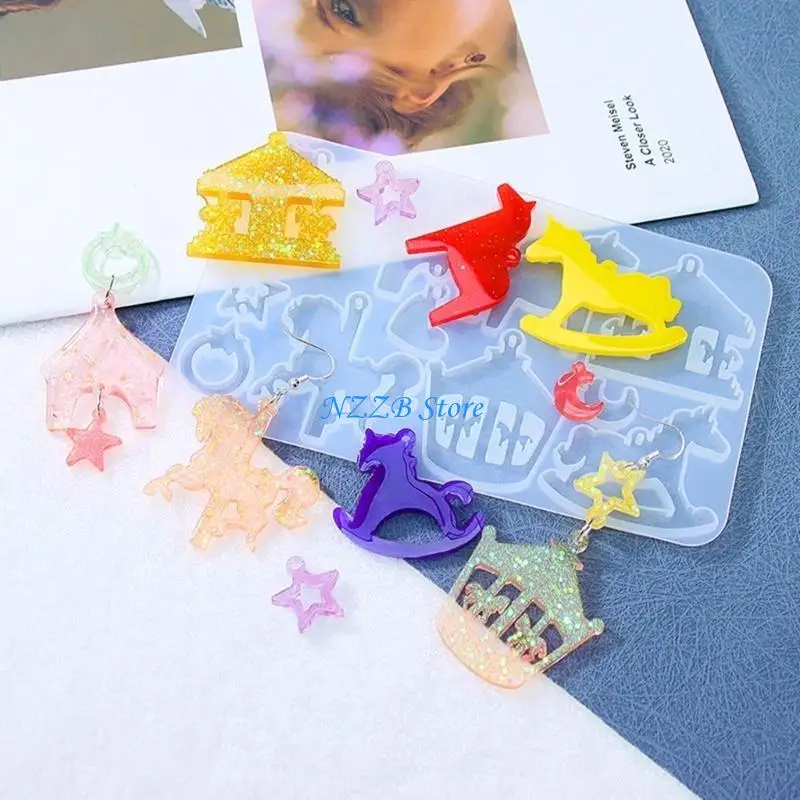 

T21F Irregular Earrings Pendant Silicone Mold Crystal Epoxy Casting Molds Earring Resin Mould for Women Girls DIY Crafts