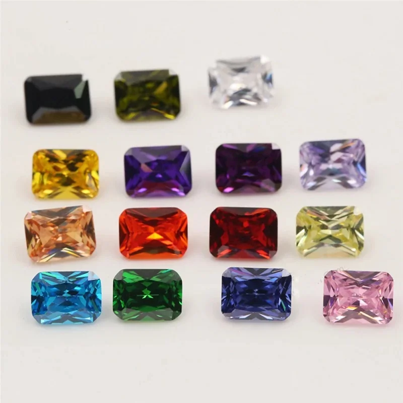 Mix 15 Colors Octangle Cut Cubic Zirconia Stone Loose CZ Stones Synthetic Gemstone for Jewelry Making (Size 4x6mm-10x12mm)