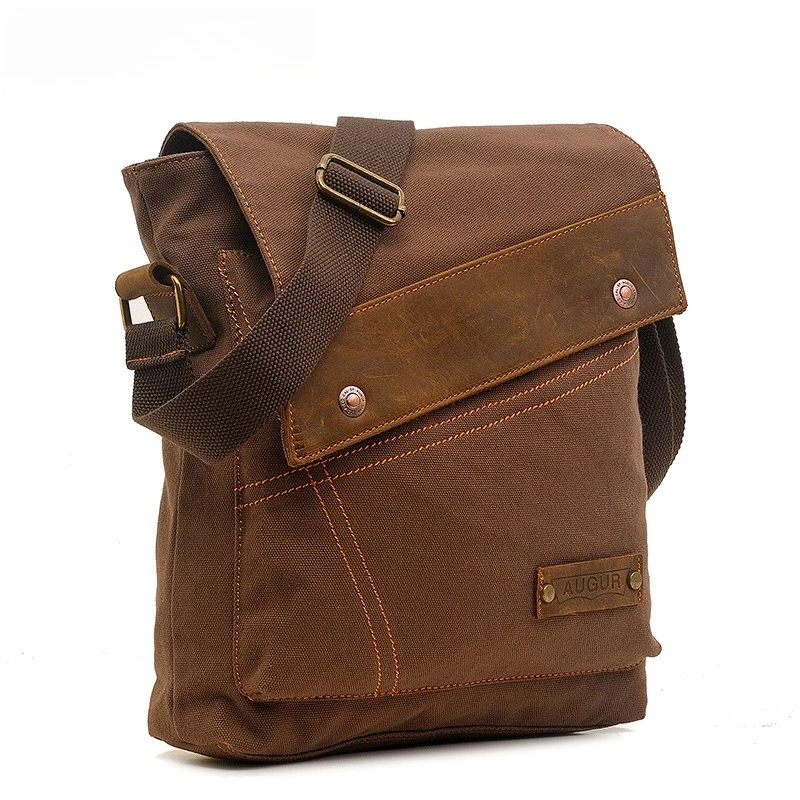 

Vertical Canvas Messenger Bag - Vintage Moto Crossbody for Men & Women, Unisex Workwear Shoulder Sling with Retro Biker Style