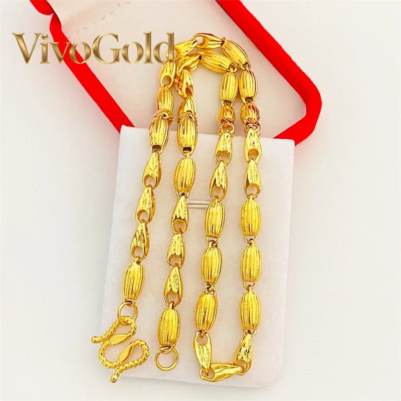 

VivoGoldJin Yicheng jewelry 24K real gold necklace wheat olive 9999 men and women necklace accessories gold chain
