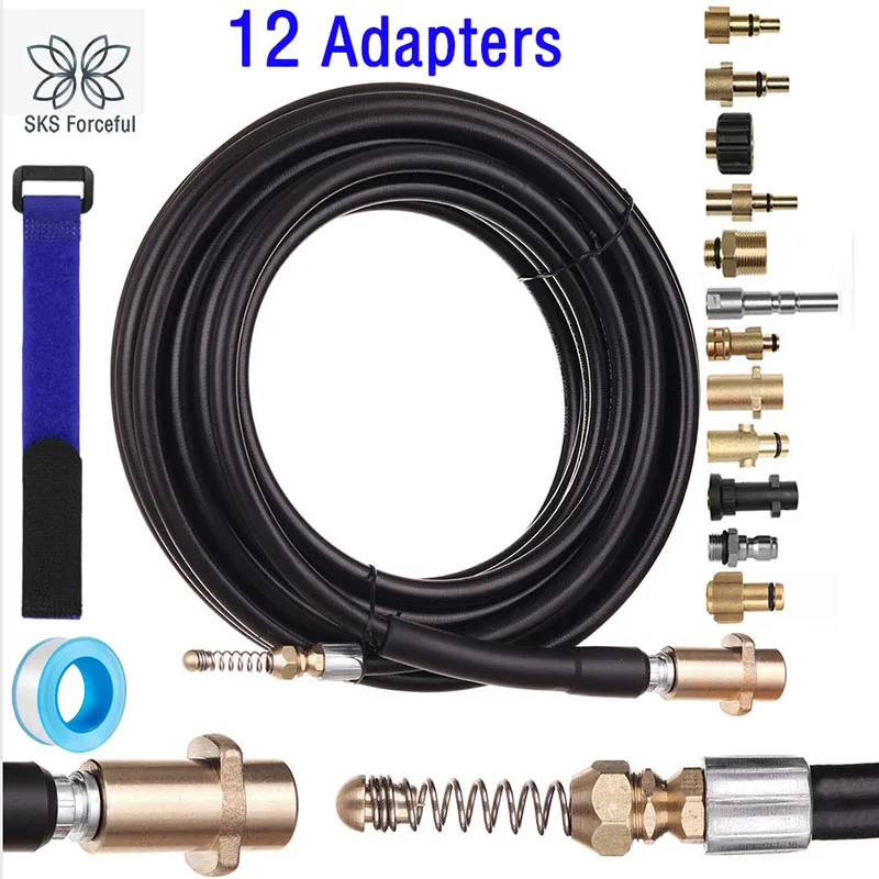 Drain Water Cleaning Hose Pipe Cleaner Kit With Adapter for Karcher Accessories Pressure Washers nozzle car wash hose