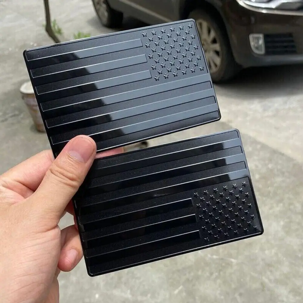 1Pair Metal Aluminum Alloy Black USA American Flag Car Tuning Motorcycle Accessories Fairing Emblem Car Flag Badge Sticker Parts