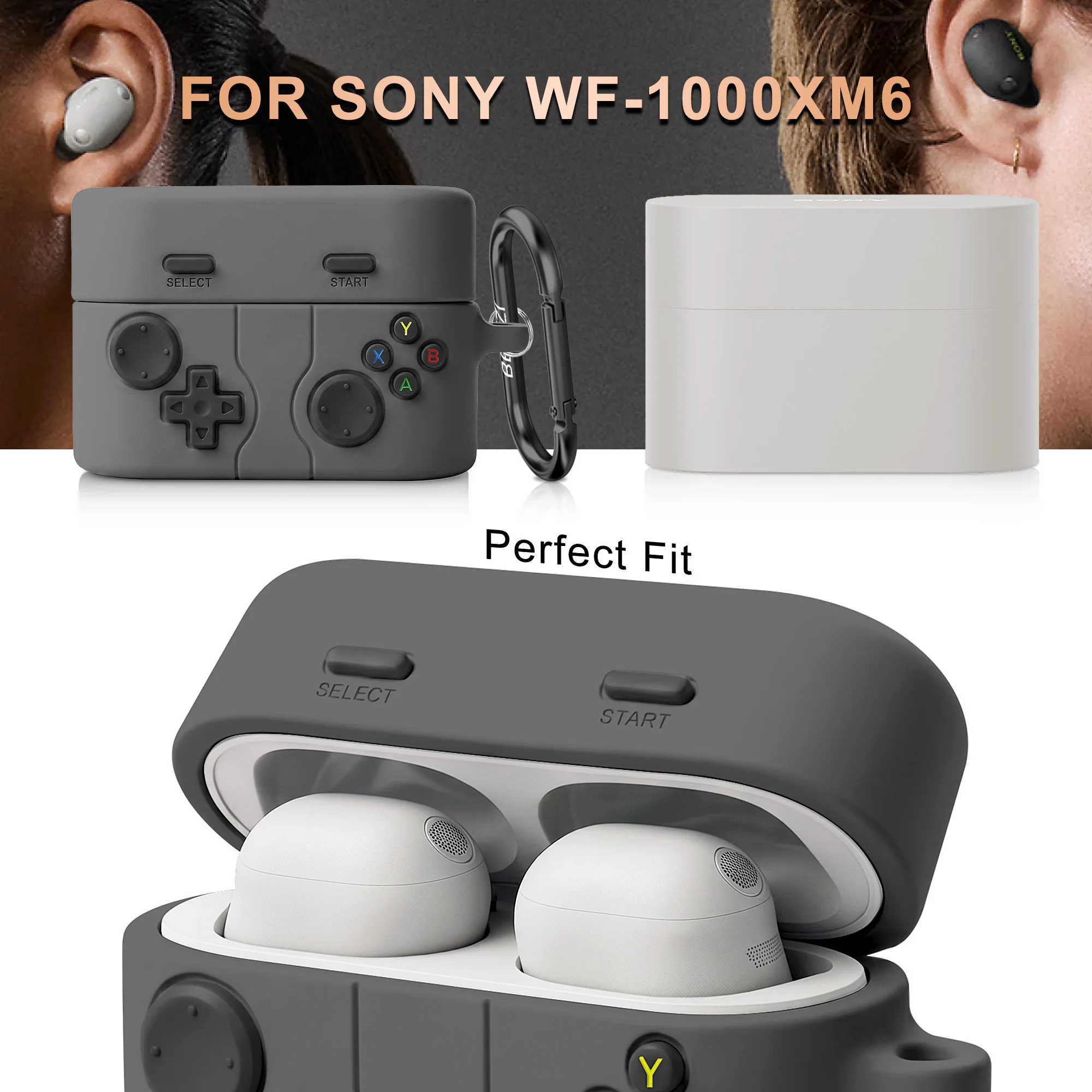 For Sony WF-1000XM6 Protective Case Fashion Design Premium Silicone Protection Case with Lanyard & Hook For Sony WF 1000XM6 Case