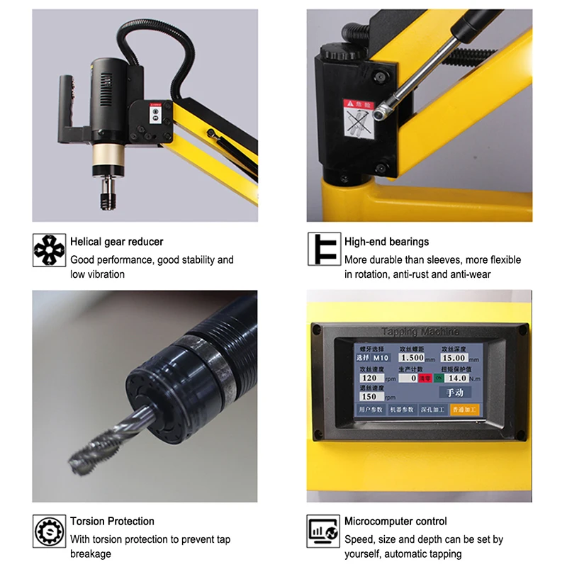 Elektrische Servo Tapping Machine Vouwarm Type Universele Tapping Machine Automatische Desktop Cnc Touchscreen M3-M42