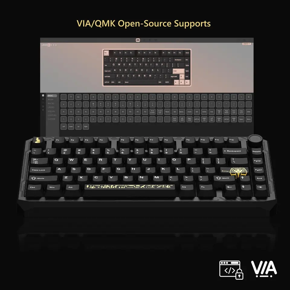 Womier Black ERA75 75% ワイヤレスメカニカルキーボード VIA/QMK対応