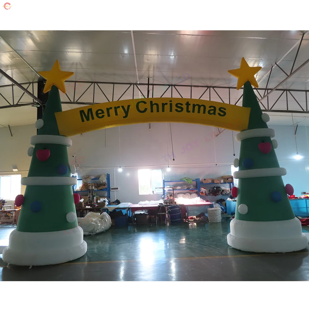 Fast Shipping Advertising Christmas Tree Inflatable Archway Christmas Inflatable Arch Entrance with Blower for Sale