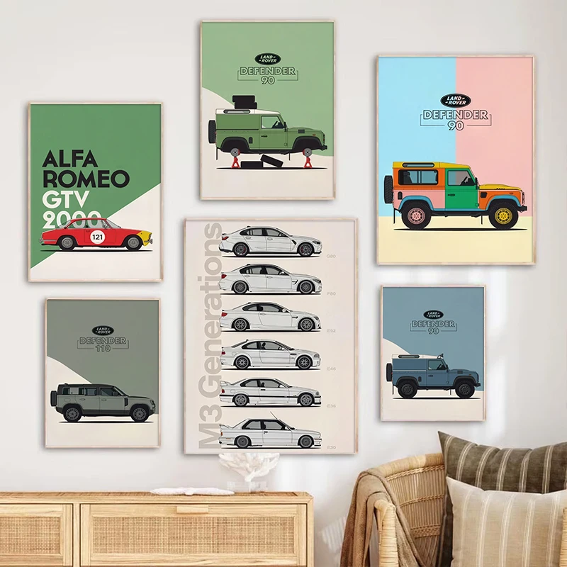 Racing Off-road Poster Personalized Color Sports Car Canvas Painting Wall Art Decoration Suitable for Living Room Bedroom