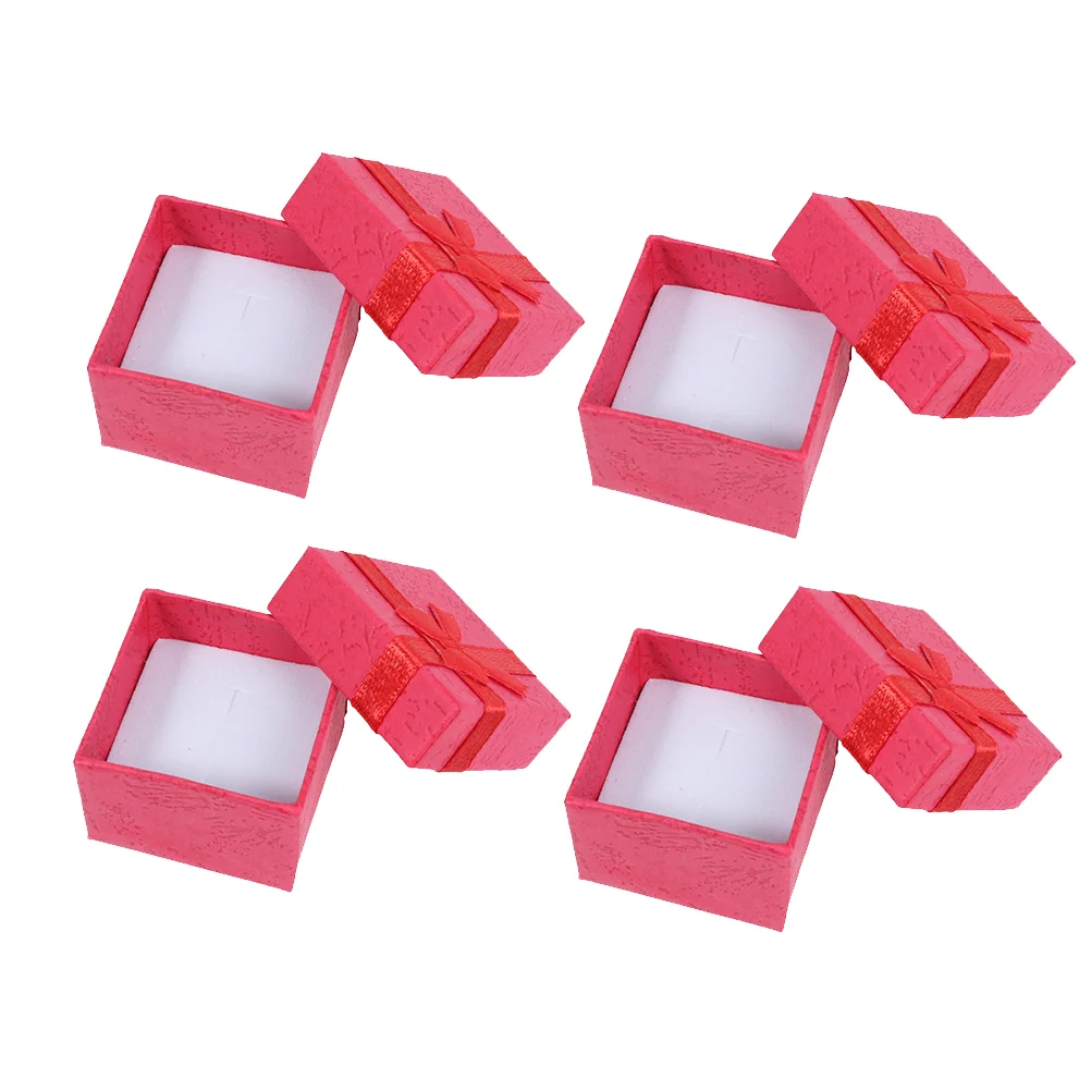 16pcs European Style Ring Box Fashion Jewelry Storage Box Bowknot Storage Case (Red) ring case jewelry box