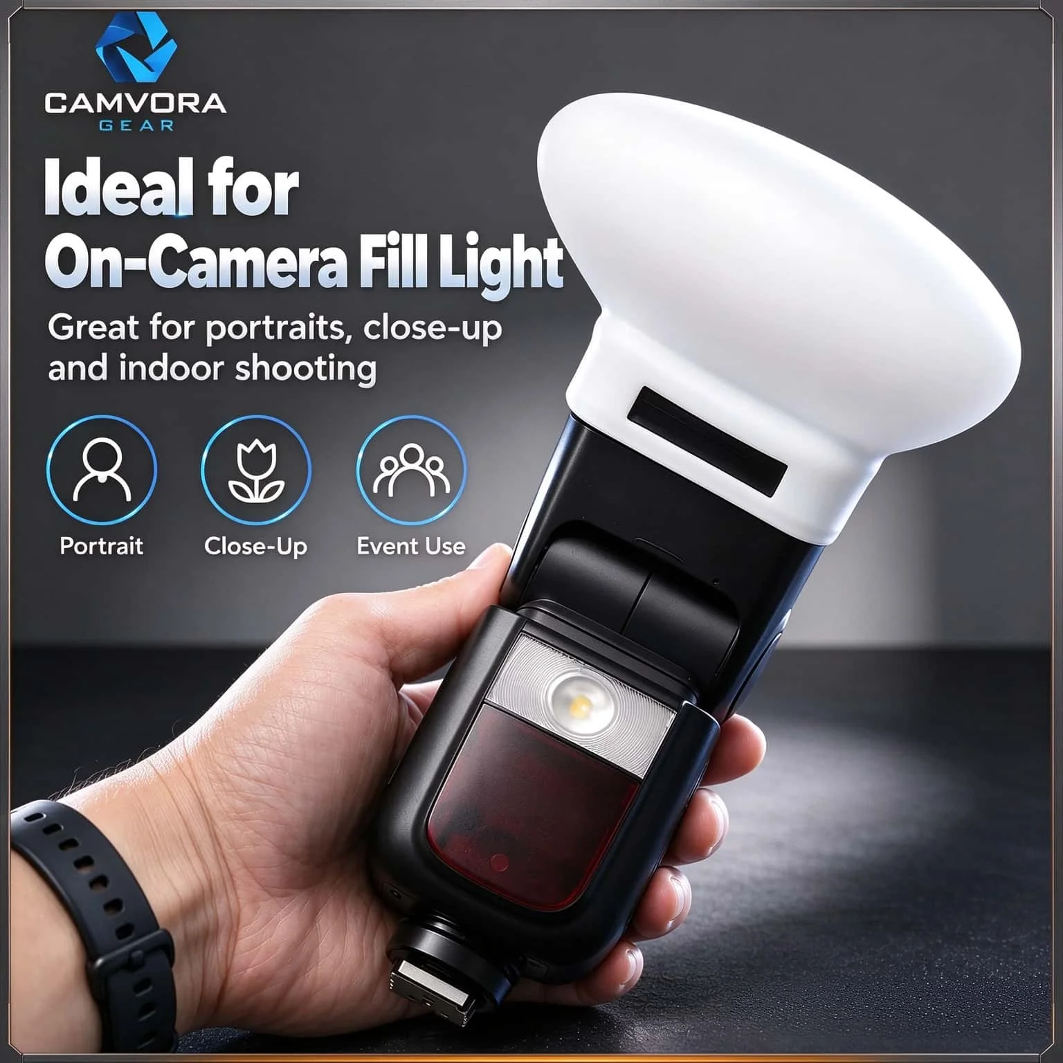 Soft Light Dome CAMVORA MF-DD Collapsible Silicone Diffuser Compatible with V860II TT520II TT600 MF12 YN560 Camera Speedlite