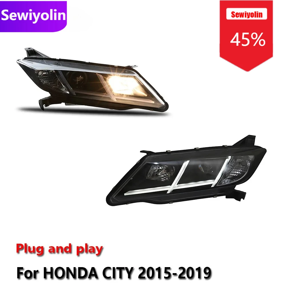 

Car DRL LED Headlight Assemblies For HONDA CITY 2015-2019 Fog DRL Brake Turn Signal Lamp Plug And Play