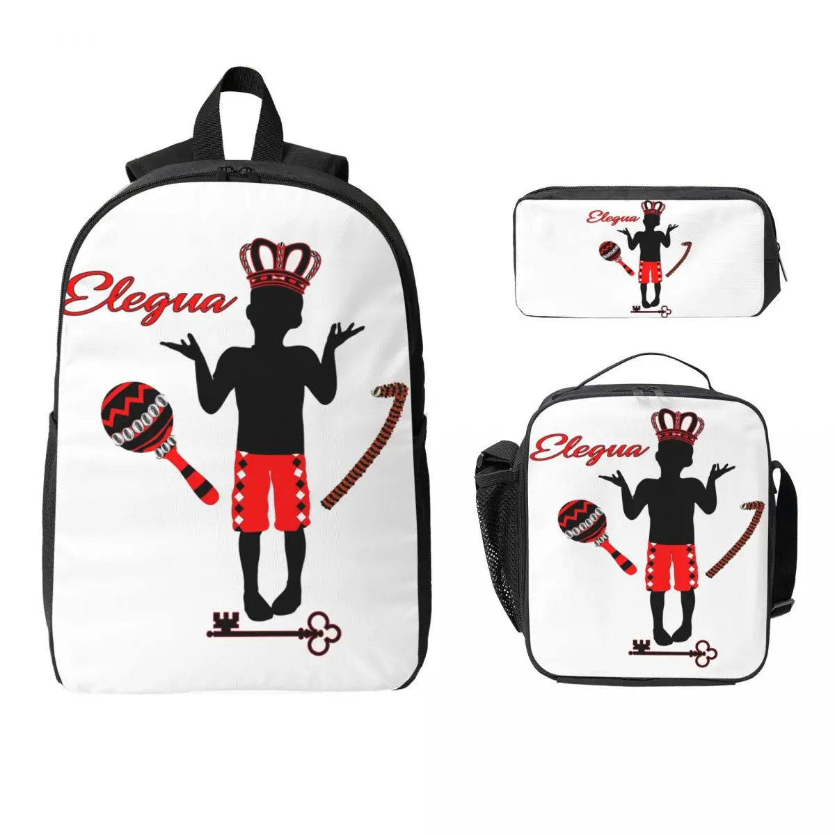 

Choose Eleggua Backpack Student Boys Girls BookBag School Bag Laptop Shoulder Bags 3ps Insulated Lunch Bag Pencil Case
