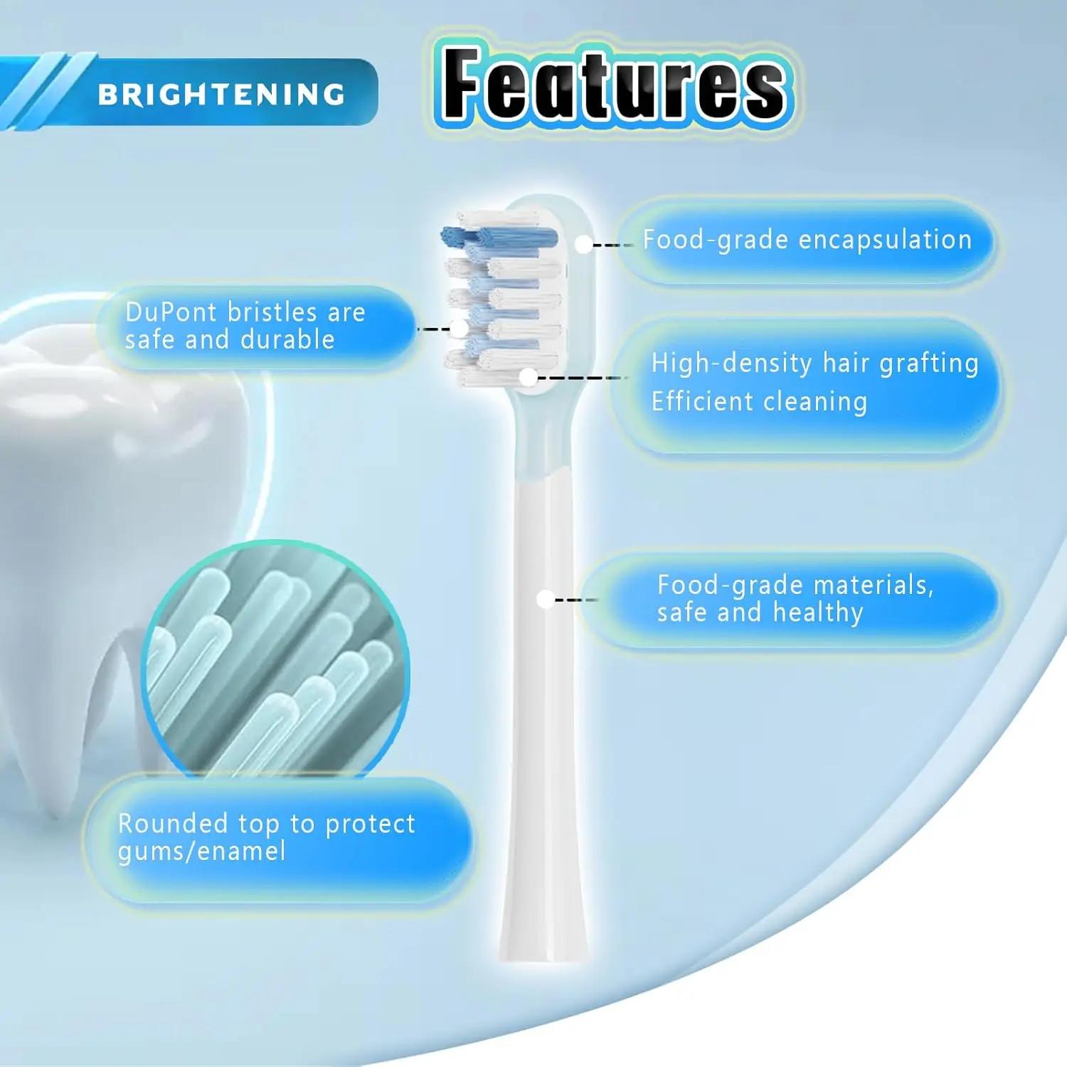 4 Pcs For Laifen Full Range Replacement Electric Toothbrush Heads Cleansing & Brightening Type / Sensitive Type