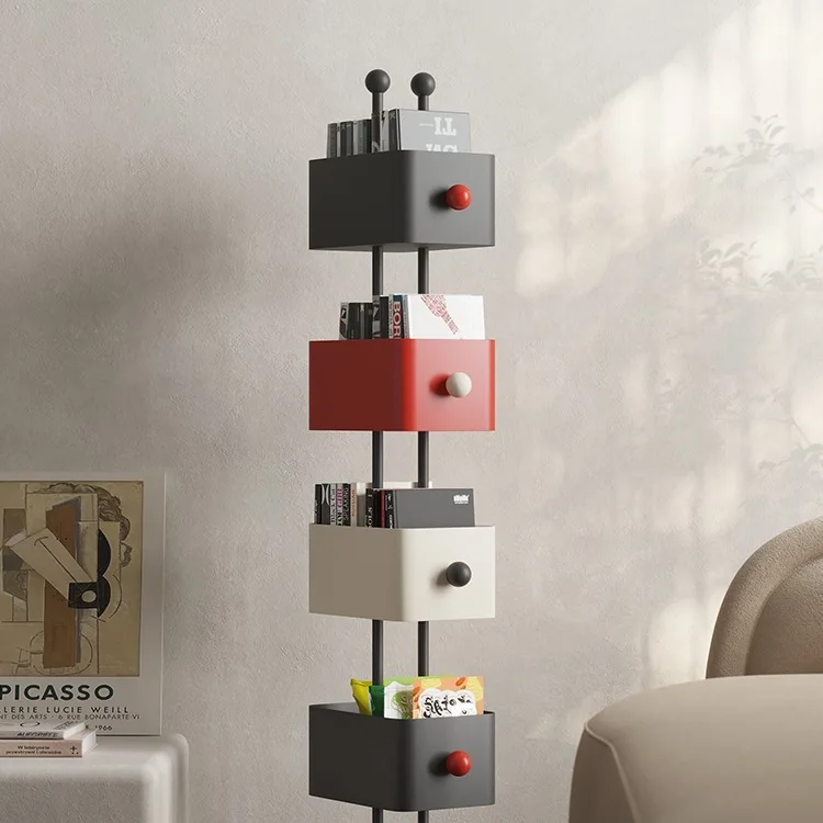 Household floor-to-ceiling bookshelf Living room rotating shelf Corner locker