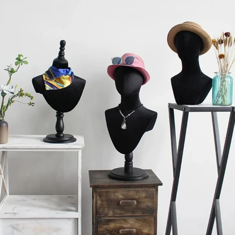 Black Velvet Bag,Cloth Head Model,Prop,Shirt Hat Model,Necklace Scarf Glasses Display Stand,Window Display,Dummy AT411