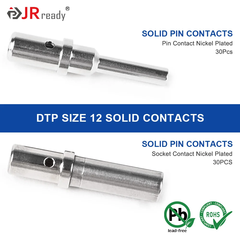 JRready ST6335 DTP Connector Kit, 2 Pin, 4 Pin Waterproof Electrical Connector with Size 12 Solid Contacts Pin Sockets, Current